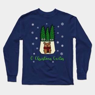 O Christmas Cactus - Eves Pin Cacti In Christmas Bear Pot Long Sleeve T-Shirt